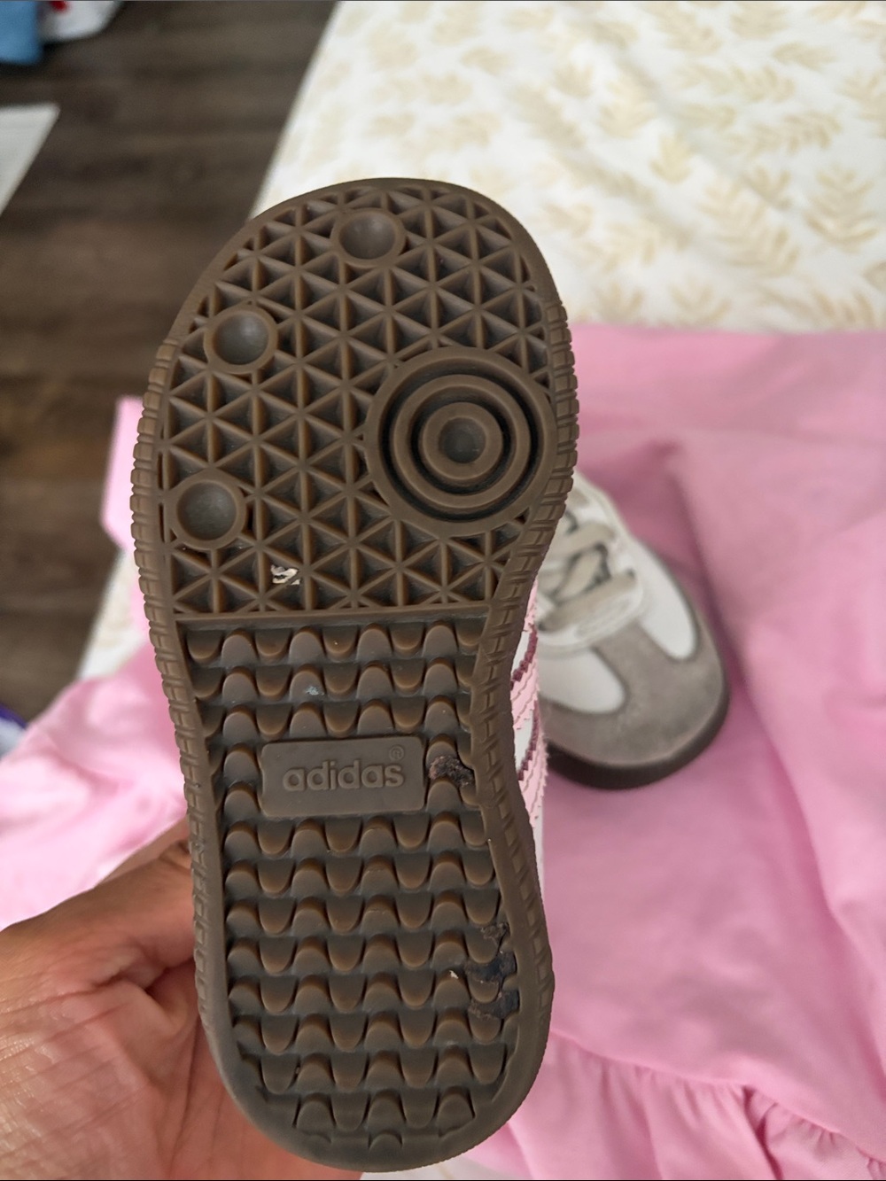 adidas Kids Samba Sneakers - White & Pink - Picture 2 of 2
